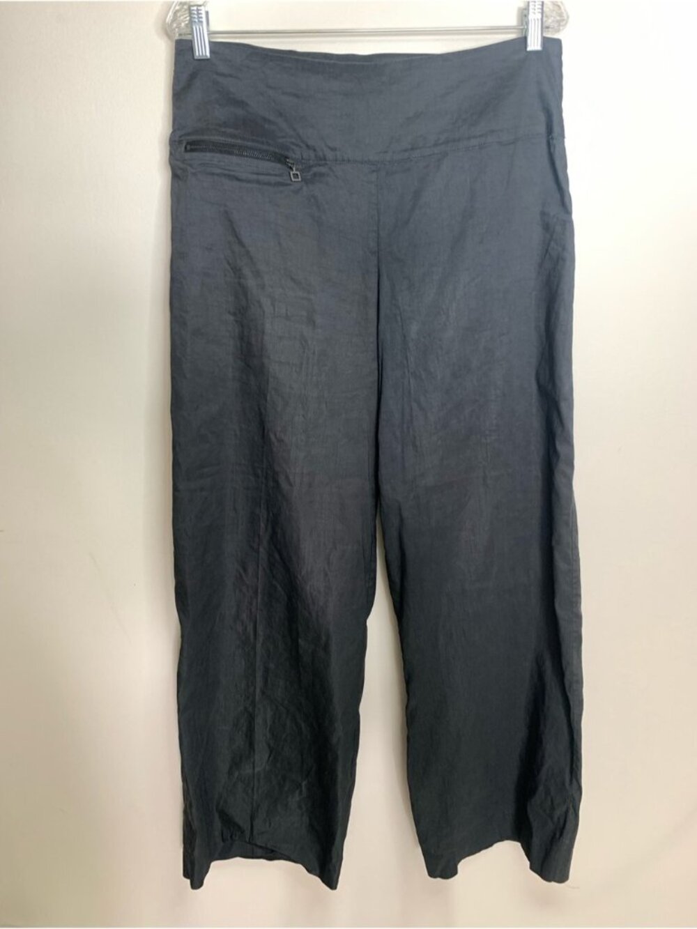 Sarah Pacini Grey Metallic Wide Leg Pants